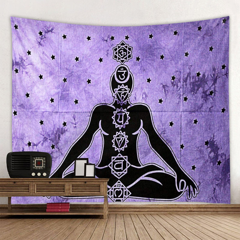 Boho Yoga Meditation Colorful Chakra Decorative Tapestry