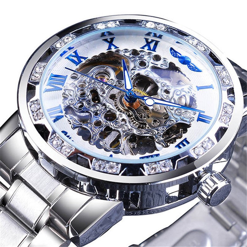 Classic popular hollow rhinestone mechanical watch