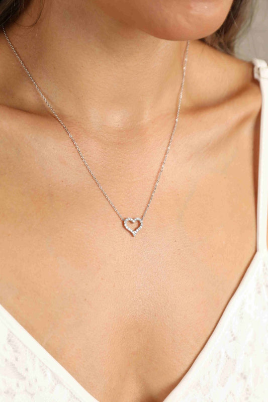 Adored Moissanite Platinum-Plated Heart Necklace 