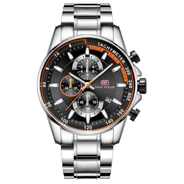 Fashion steel belt speed men's watch three eye timing calendar luminous waterproof quartz watch