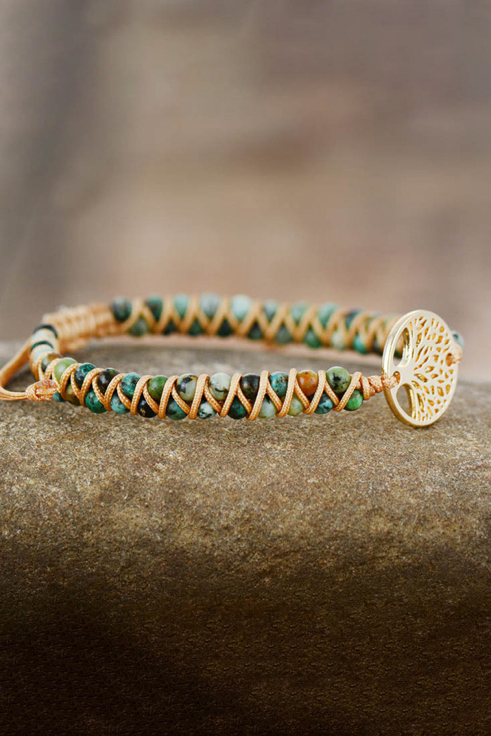 Handmade Tree Shape Beaded Copper Bracelet 