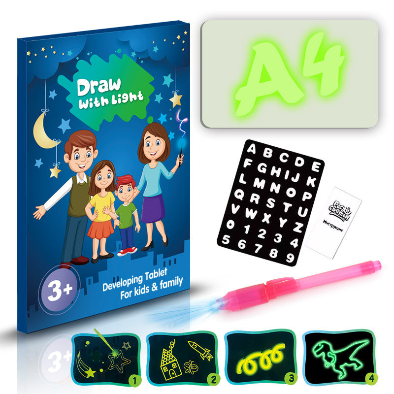 Educational Toy Drawing Pad 3D Magic 8 Light Effects Puzzle Board Sketchpad toy John Smith Russian A4 M -BABBAZON