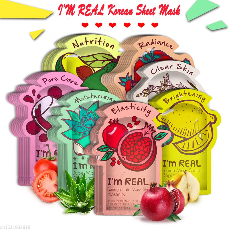 I'm REAL Skin Care Food Sheet Face Mask Moisturizing Oil Control Whitening Shrink Pores Korean Facial Mask tony moly Cosmetics