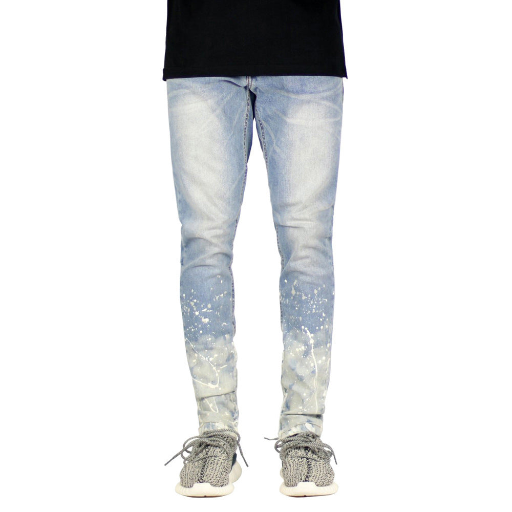 Men's jeans gradient color fashion large size blue men's jeans