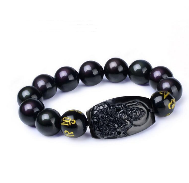 Opening obsidian agate zodiac natal Buddha 12 Zodiac six-word mantra Eight guardian god couple bracelet