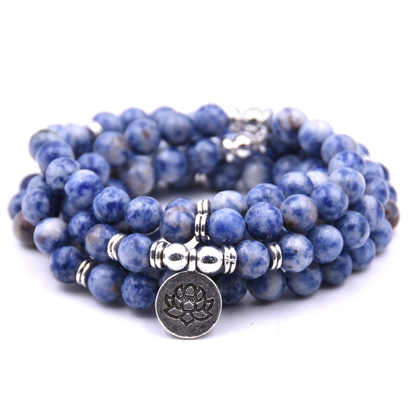 silver Lotus pendant Buddha beads religion Yoga Bracelet