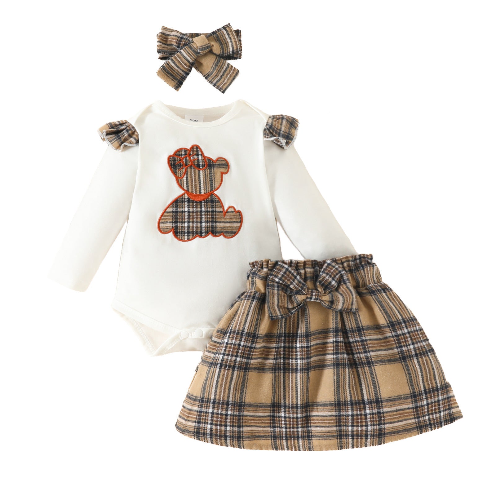 Children's Top Bow Plaid Skirt