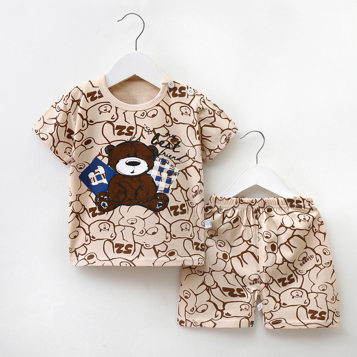 Children's Short Sleeve Pure Cotton Two-piece Suit