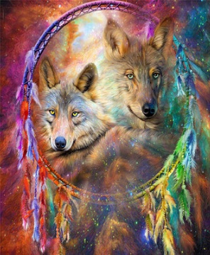 Icon Diamond Embroidery Wolf Dream Catcher 5D Cross  Square Drill Diamond Painting DIY Wall Sticker Decoration Paintings