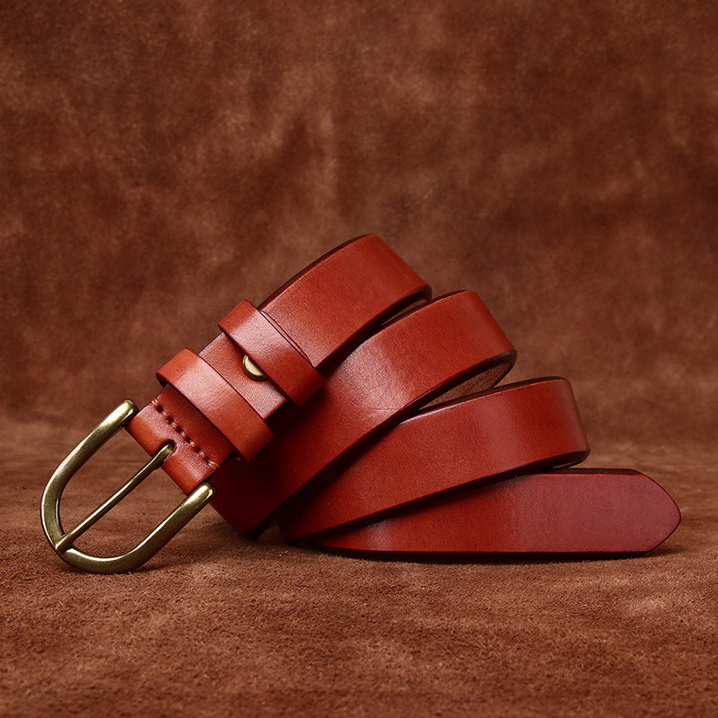 3.3CM Wide Copper Buckle Trendy Fashion Retro Belt Men