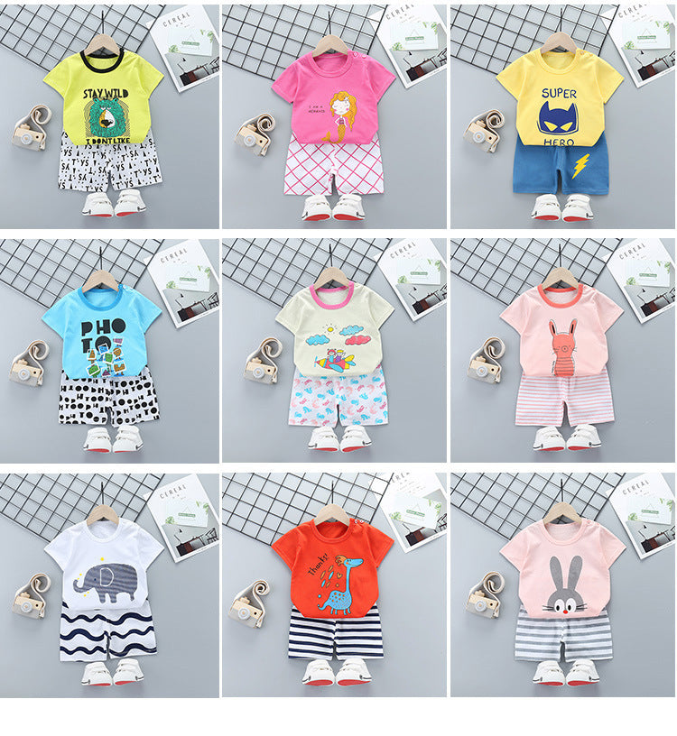 Children's Short-sleeved Suit Pure Cotton Korean T-shirt Shorts