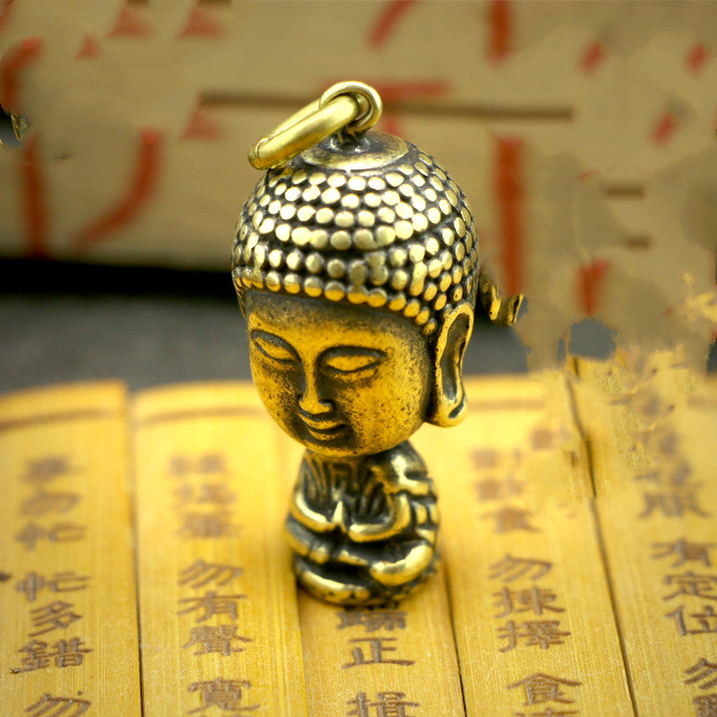 Pure Brass Car Keychain Buddha Head Pendant Pendant Pendant