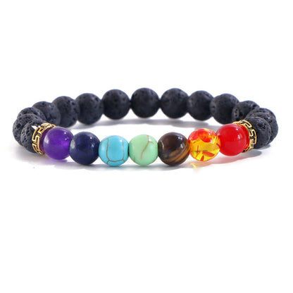 Seven Chakra Natural Volcanic Stone Aromatherapy Beaded Bracelet Energy Yoga Bracelet