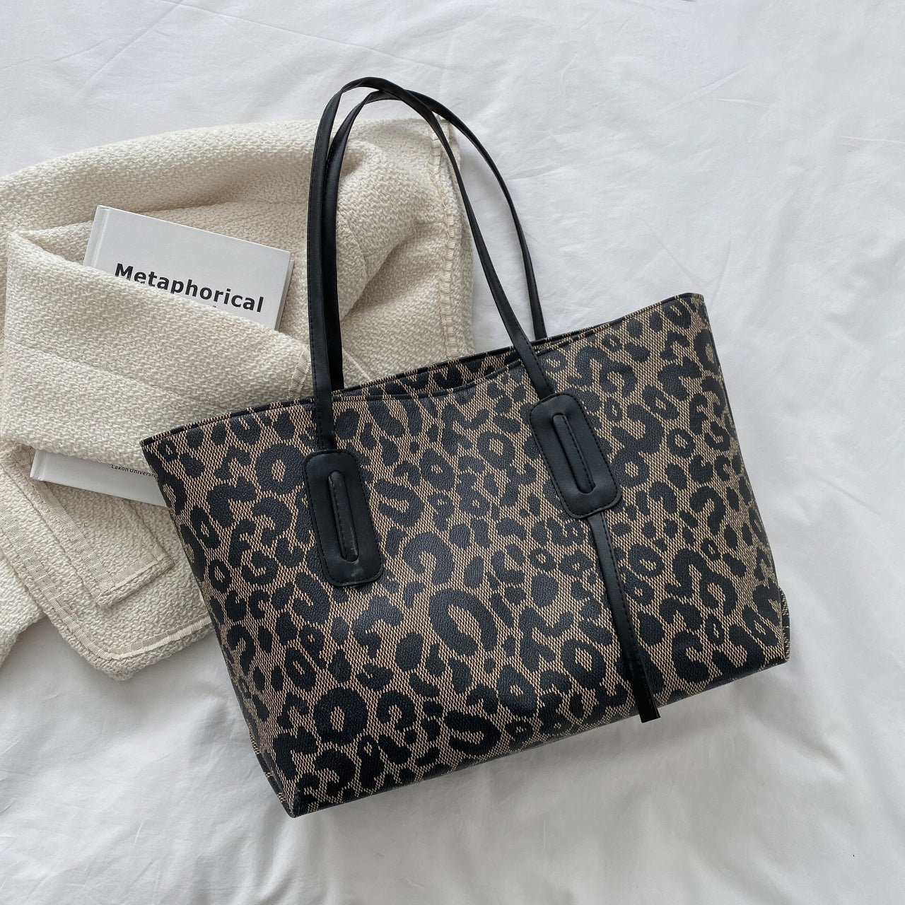 PU Leather Leopard Tote Bag 