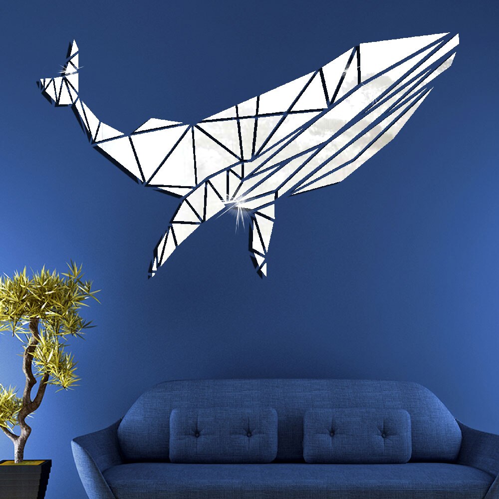 Acrylic shark mirror wall sticker 