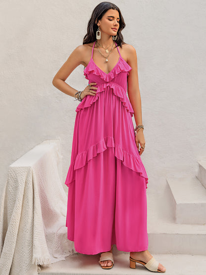 Ruffled Halter Neck Maxi Dress