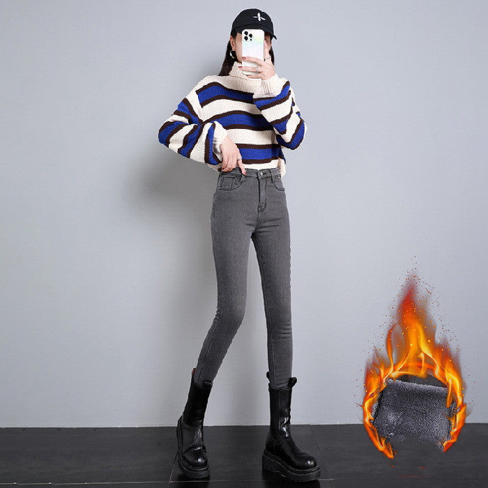 Add Velvet Jeans Female Thin Autumn And Winter To Keep Warm