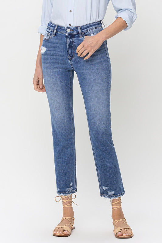 Lovervet High Rise Raw Hem Straight Jeans - Babbazon new