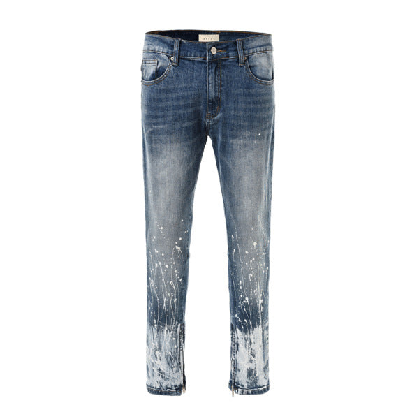 European and American High Street ink Splashing Jeans