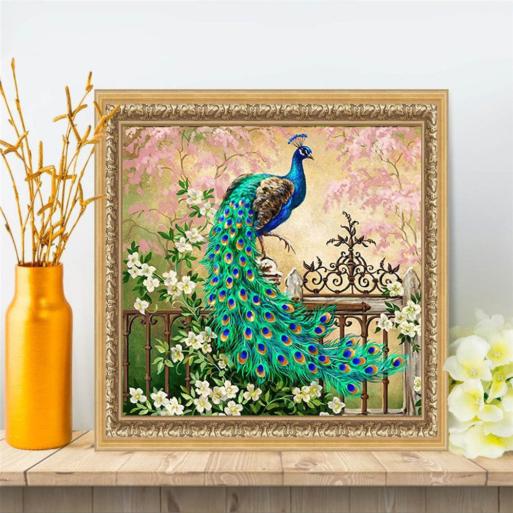 Diamond Peacock Painting Full Flower Square Round Diamond Animal Home Decoration