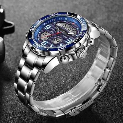 Dual Display Electronic Quartz Watch Men's Multifunctional Waterproof