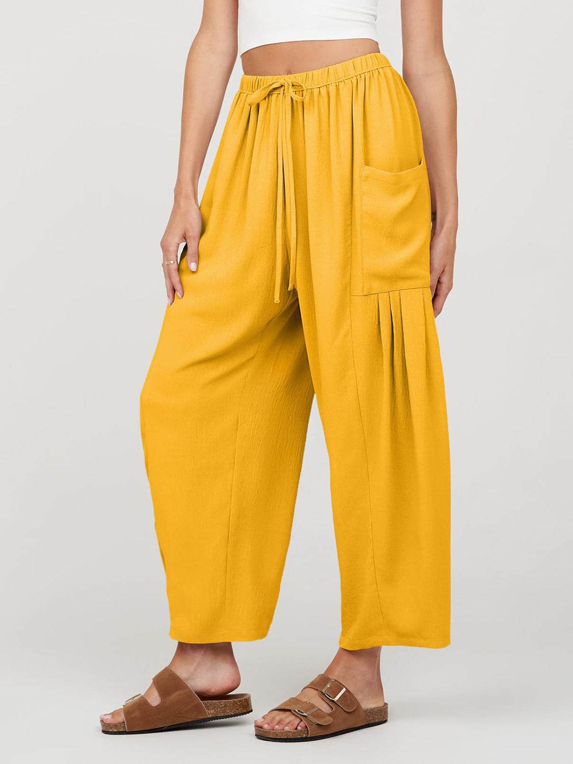 Full Size Wide Leg Pants with Pockets - Babbazon New Products