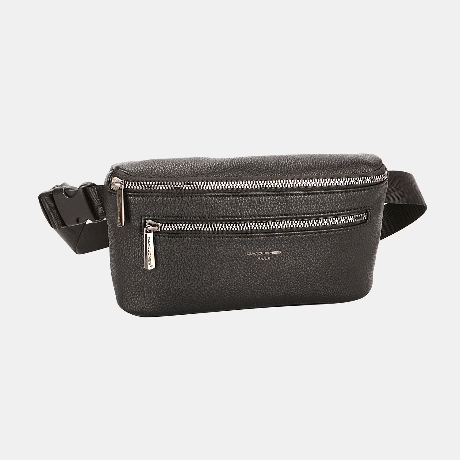 David Jones PU Leather Double Zipper Adjustable Belt Bag - Babbazon New Products