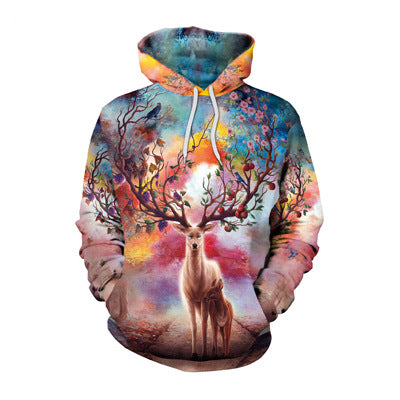 Digital Printing Hooded Polyester Sweater Pullover Plus Size