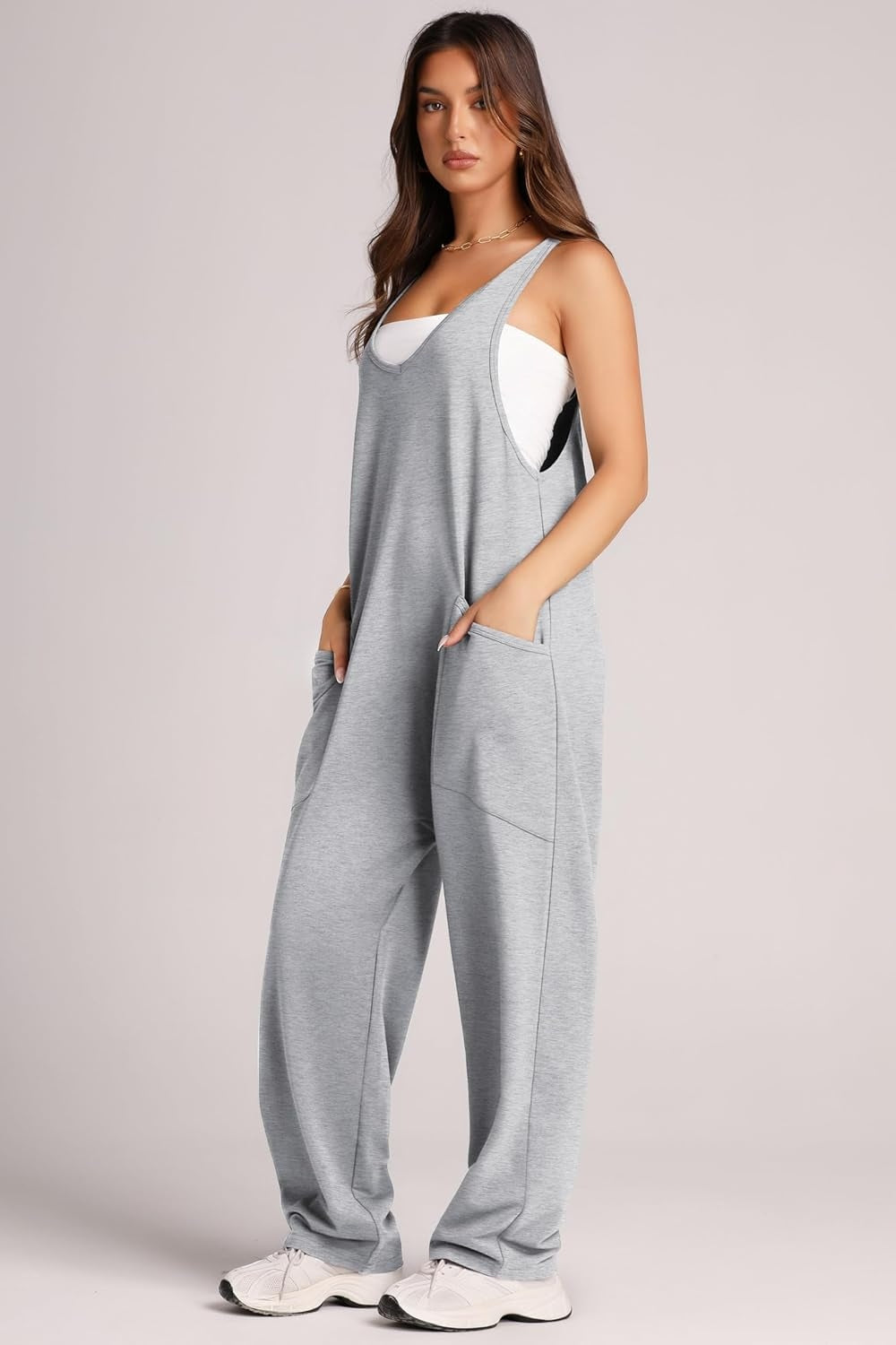 Wide Strap Jumpsuit with Pockets - Babbazon new