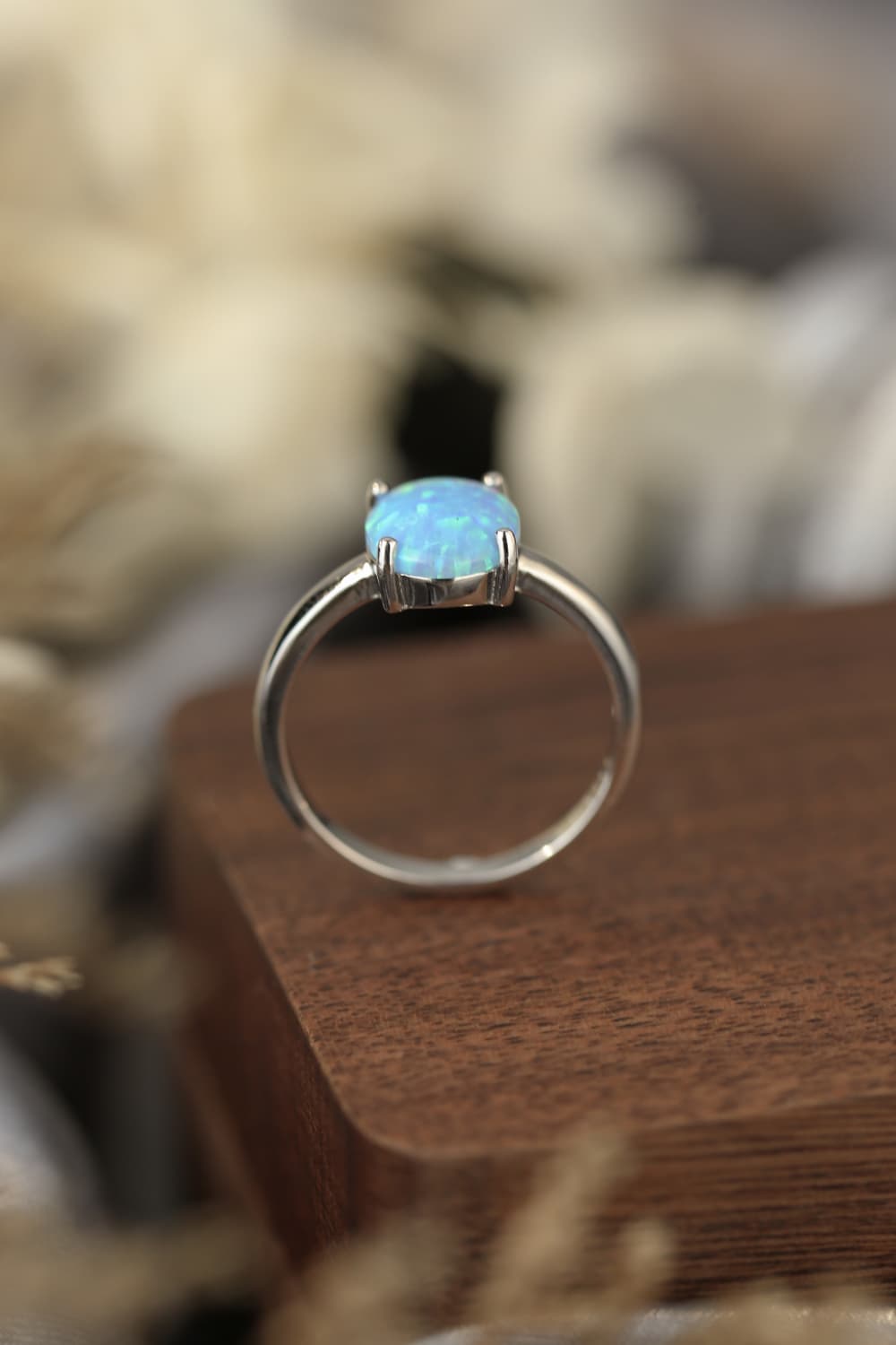 925 Sterling Silver Opal Solitaire Ring 