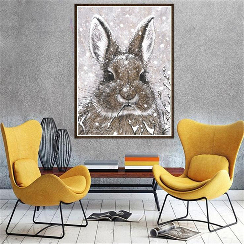 Snow Rabbit Painting Full Diamond Embroidery Cross Stitch Mosaic DIY Rhinestone Room Decoration