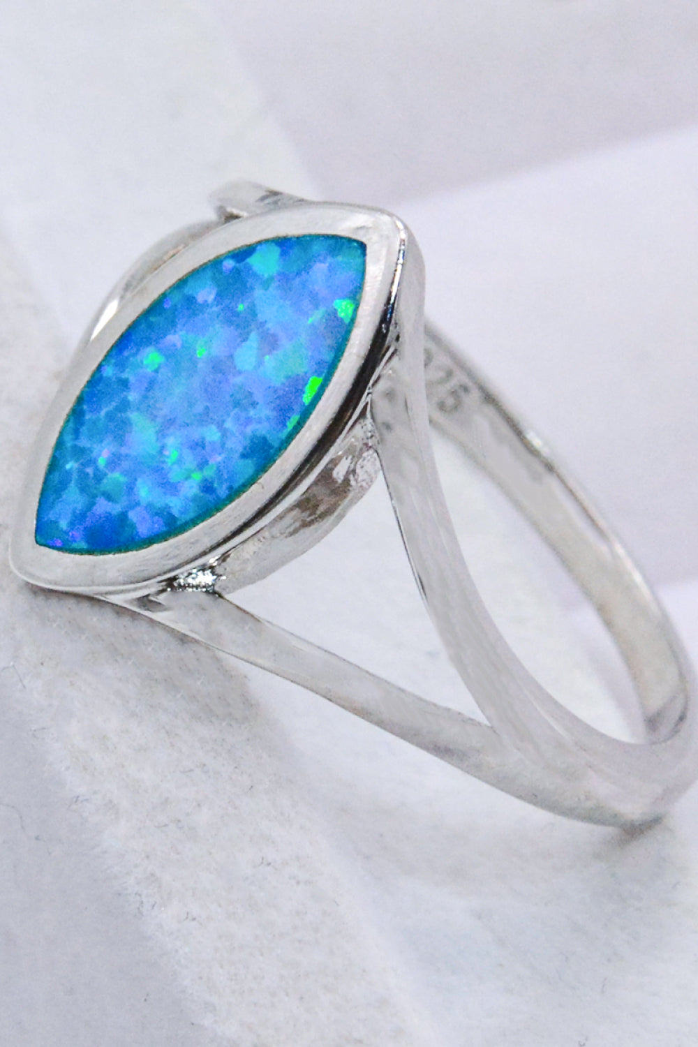 925 Sterling Silver Split Shank Opal Ring 