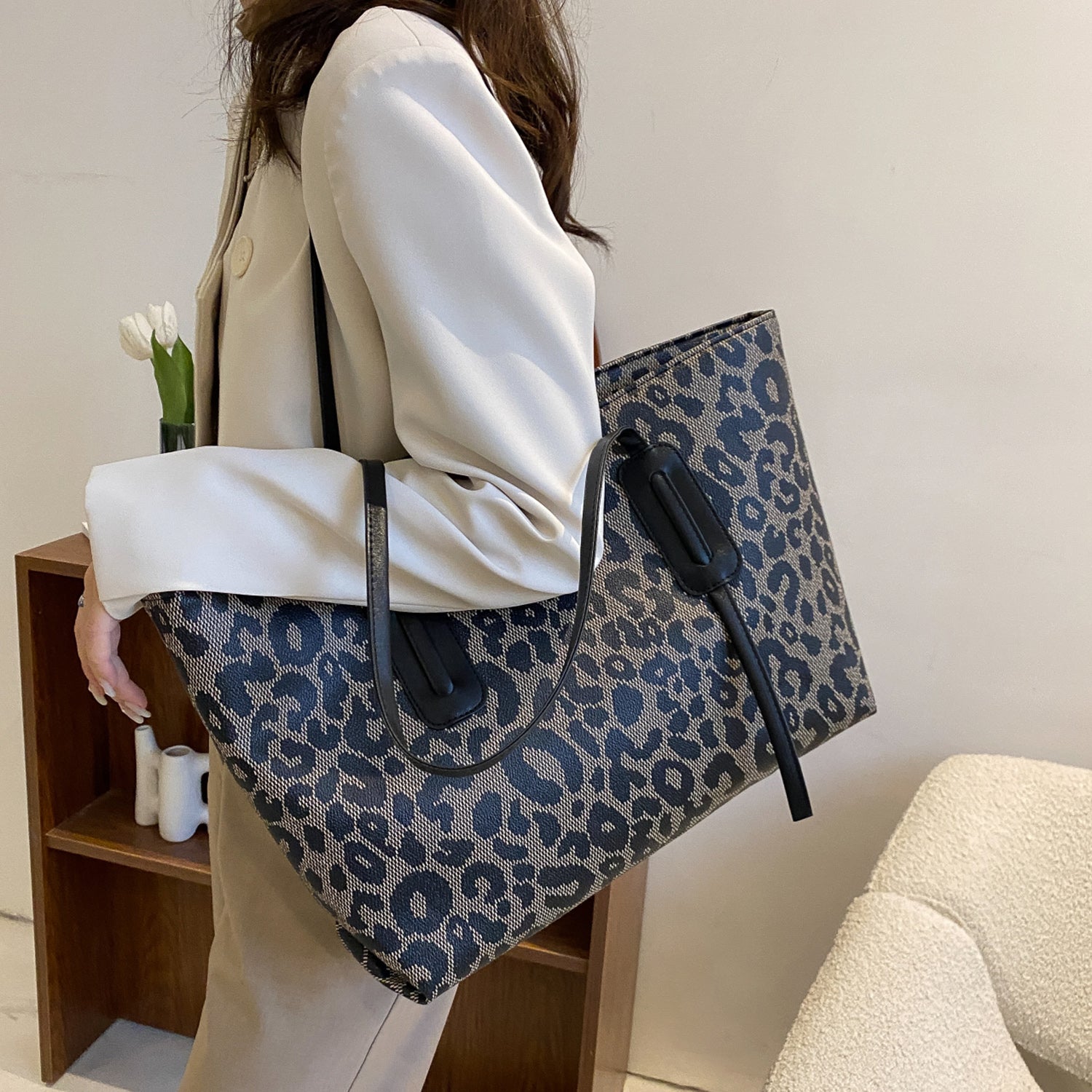 PU Leather Leopard Tote Bag 