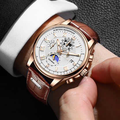 Men's Waterproof Luminous Multifunctional Chronograph Watch