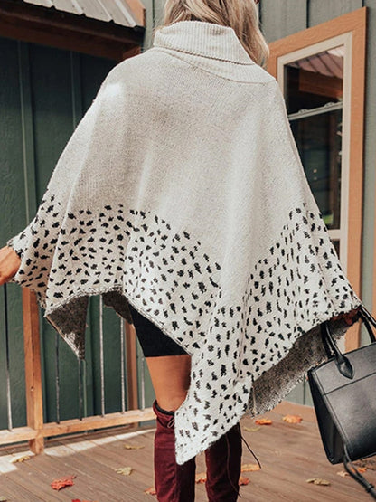 Leopard Turtleneck Poncho 