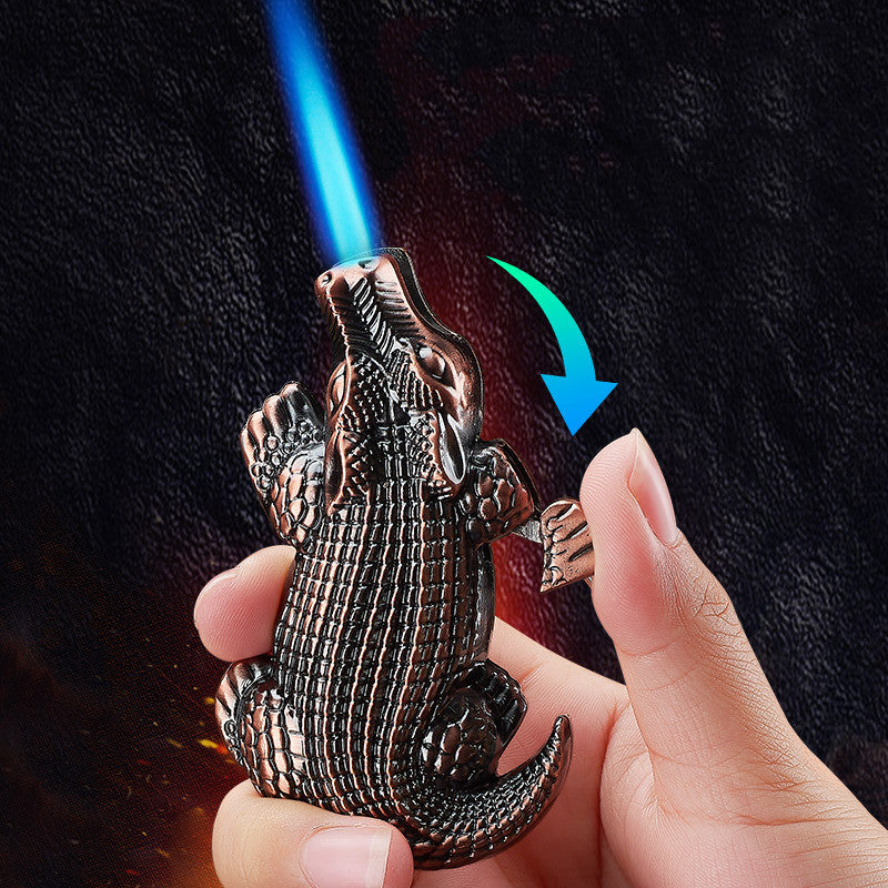 Metal Creative Lighter Personalized Butane Inflatable Lighter Crocodile Shaped Windproof Lighter Cigarette Accessories