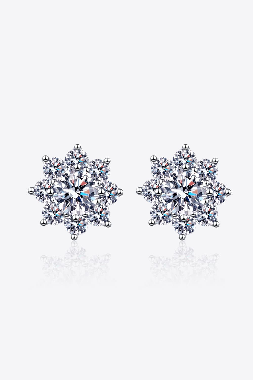 1 Carat Moissanite 925 Sterling Silver Flower Earrings 