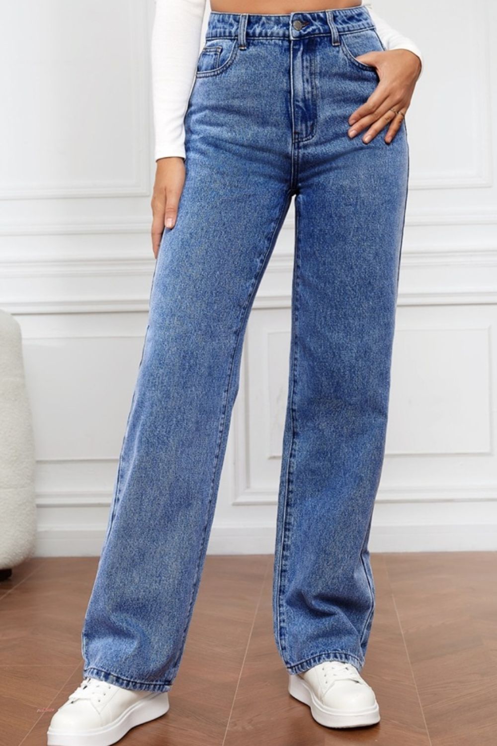 High Waist Straight Jeans 