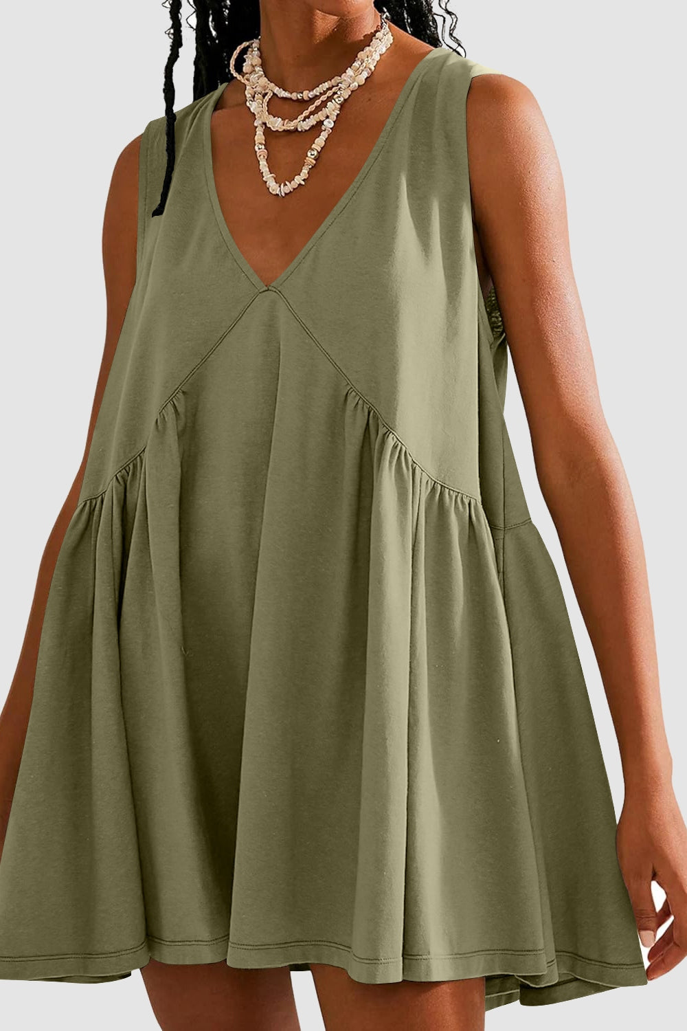 Plunge Wide Strap Mini Tank Dress - Babbazon New Products