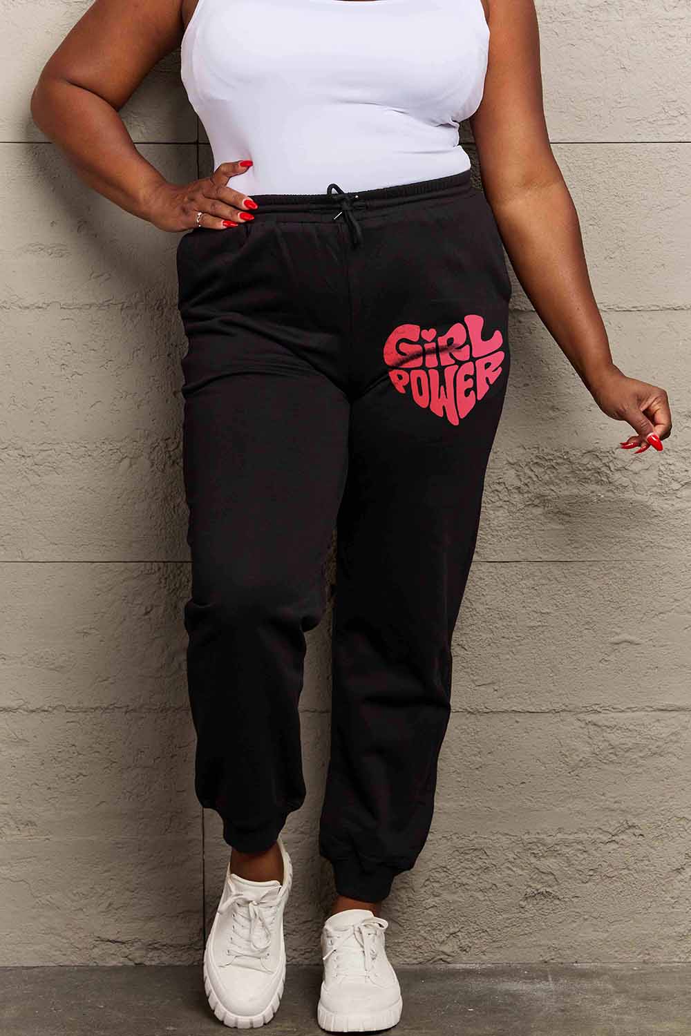 Simply Love Full Size GIRL POWER Graphic Sweatpants 