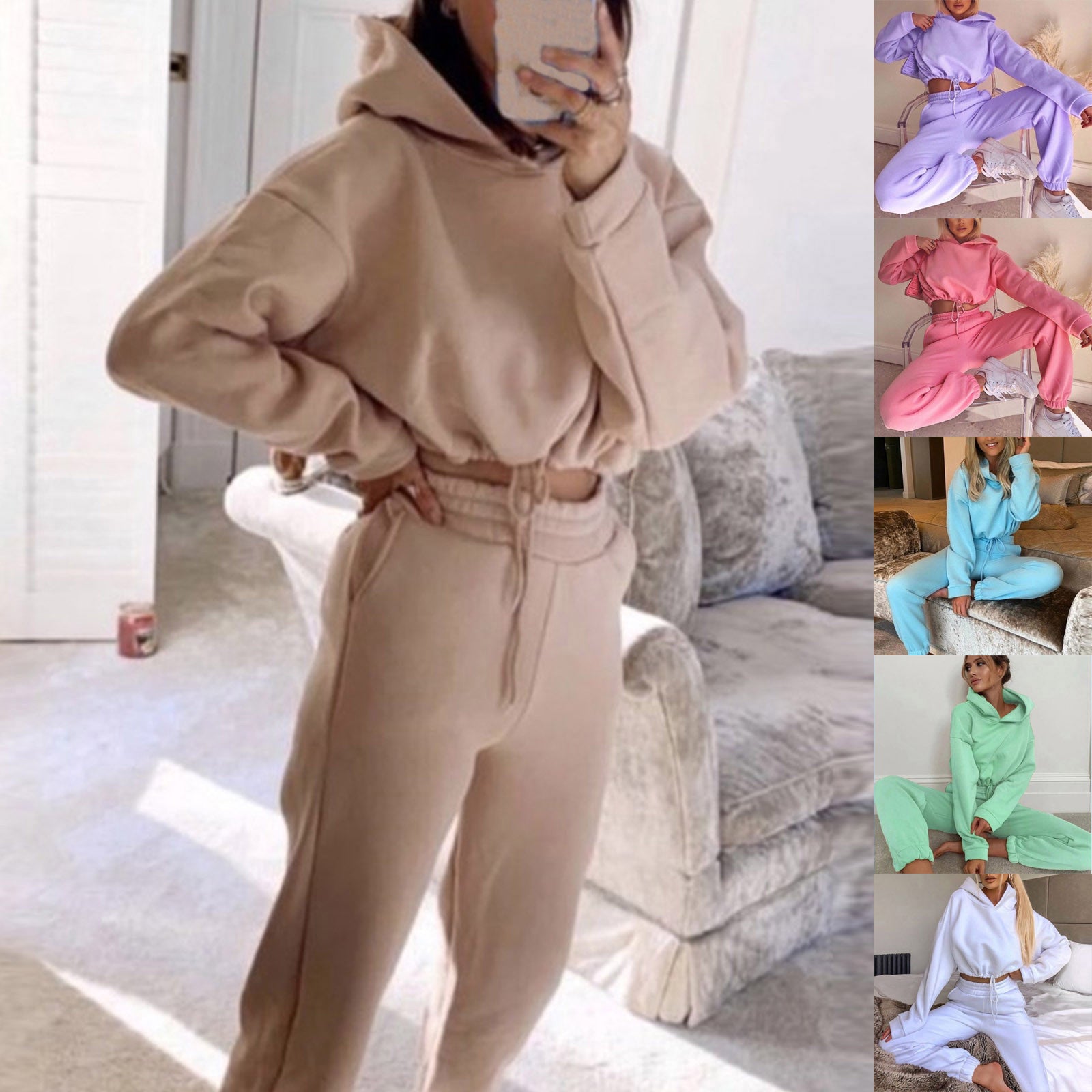 Jogging Suits For Women 2 Piece Sweatsuits Tracksuits Sexy Long Sleeve HoodieCasual Fitness Sportswear 