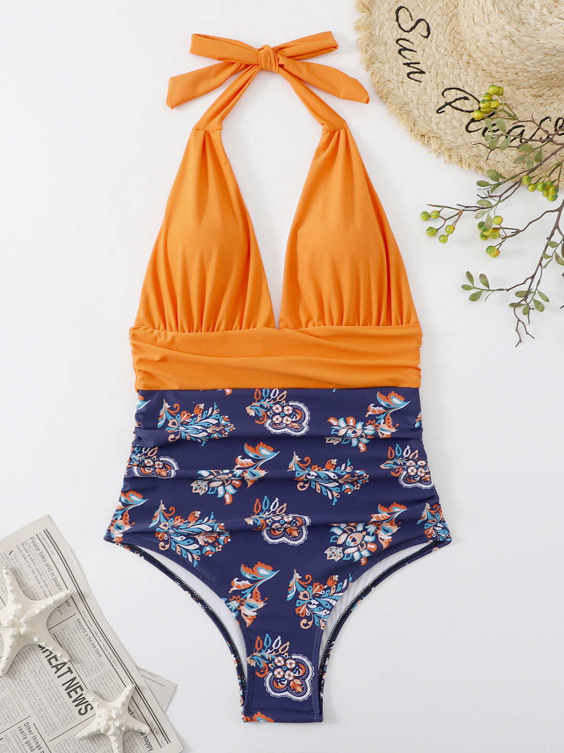 Halter Neck One-Piece Swimwear - Babbazon New Products