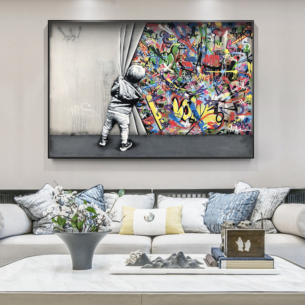 Fashionable Wall Graffiti Decoration Canvas Painting Core Living Room Paintings