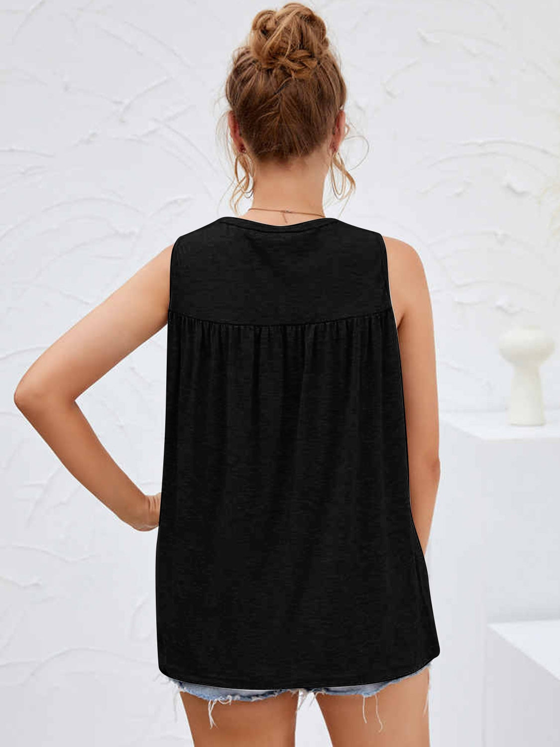 Flower Pattern Round Neck Tank - Babbazon New Products