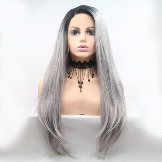 13*3" Lace Front Wigs Synthetic Long Straight 24" 130% Density 