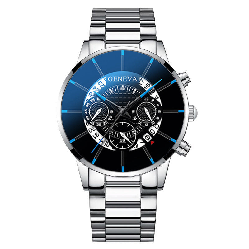 Men's Quartz Watch With Non-Mechanical Alloy Steel Band Calendar