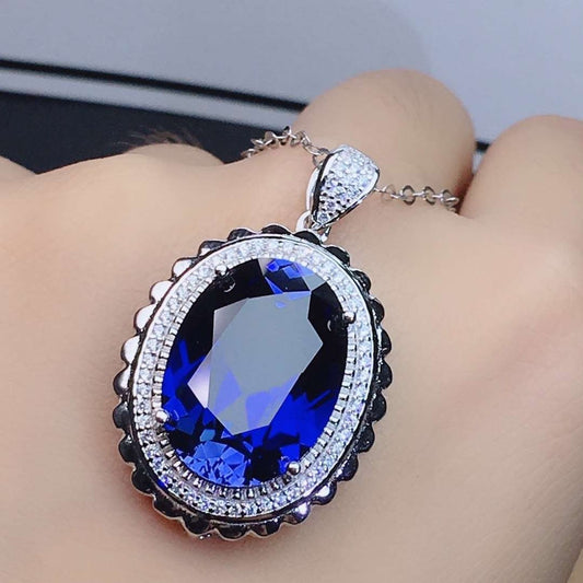 Platinum-Plated Zircon Pendant Necklace 