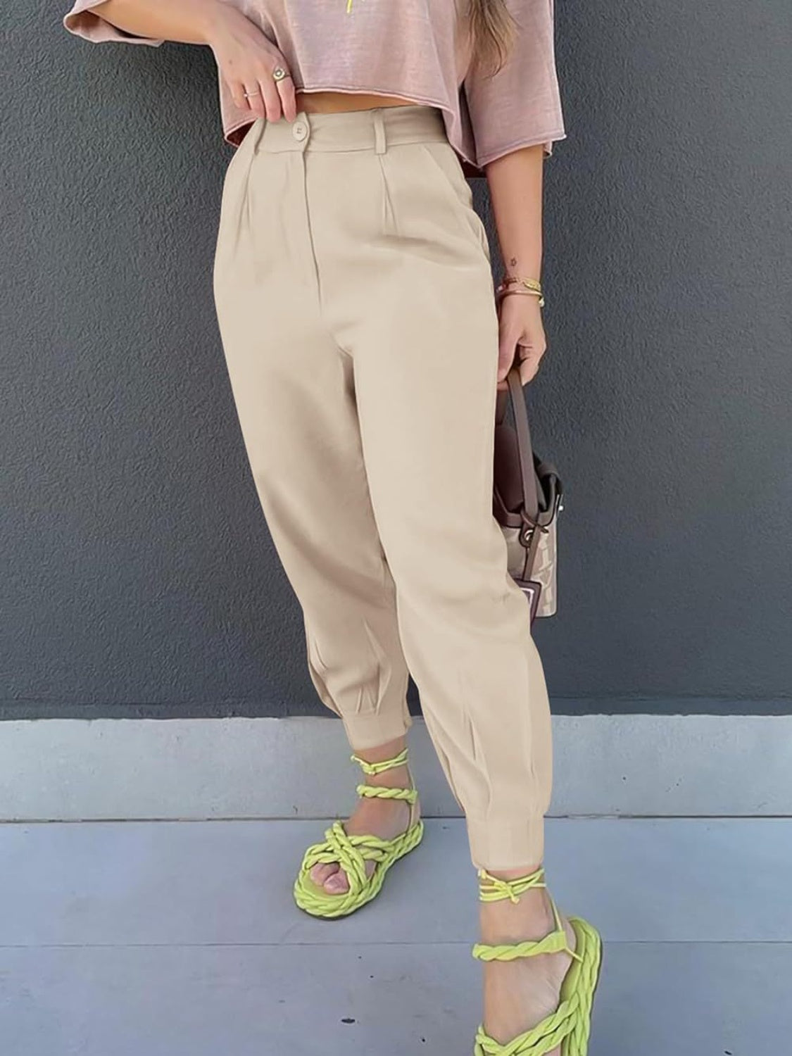 High Waist Cropped Pants 