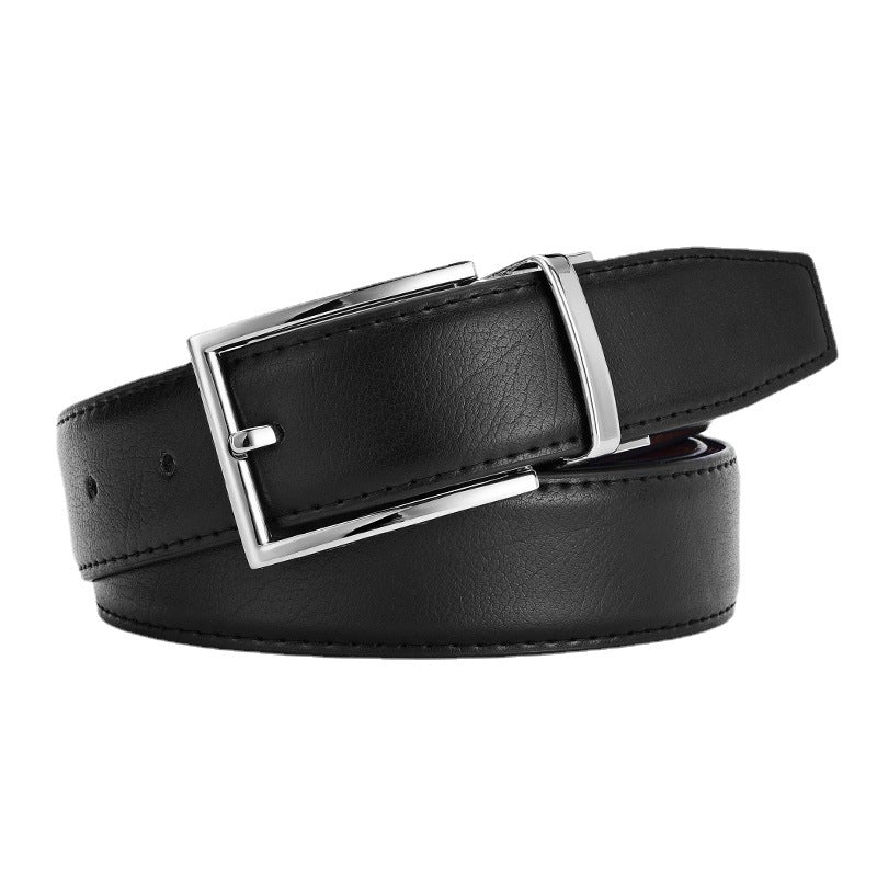 Men's Rotating Pin Buckle Genuine Leather Belt 