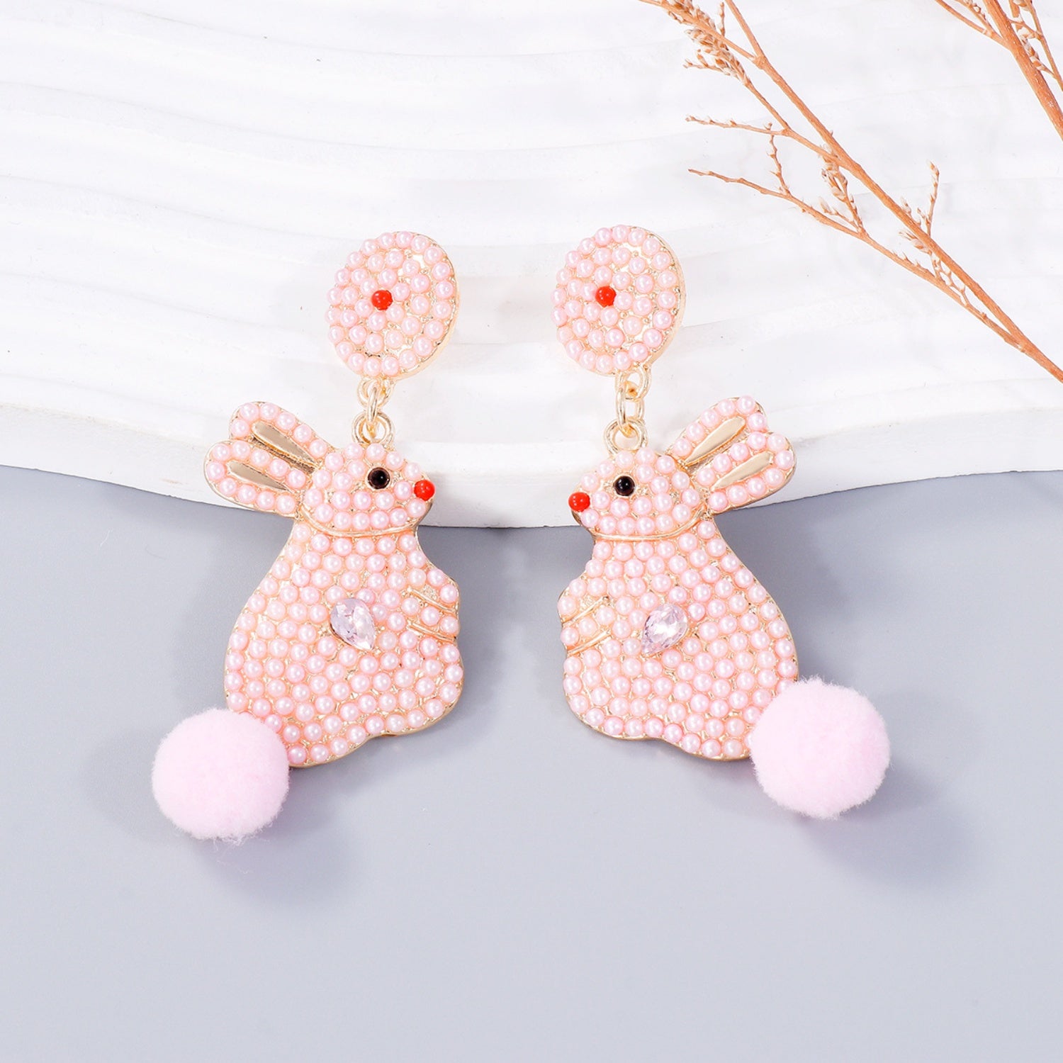 Synthetic Pearl Alloy Rabbit Dangle Earrings 